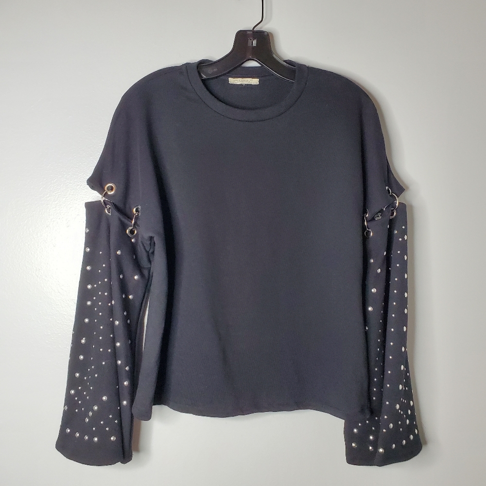Zara pullover black beaded long sleeves top
